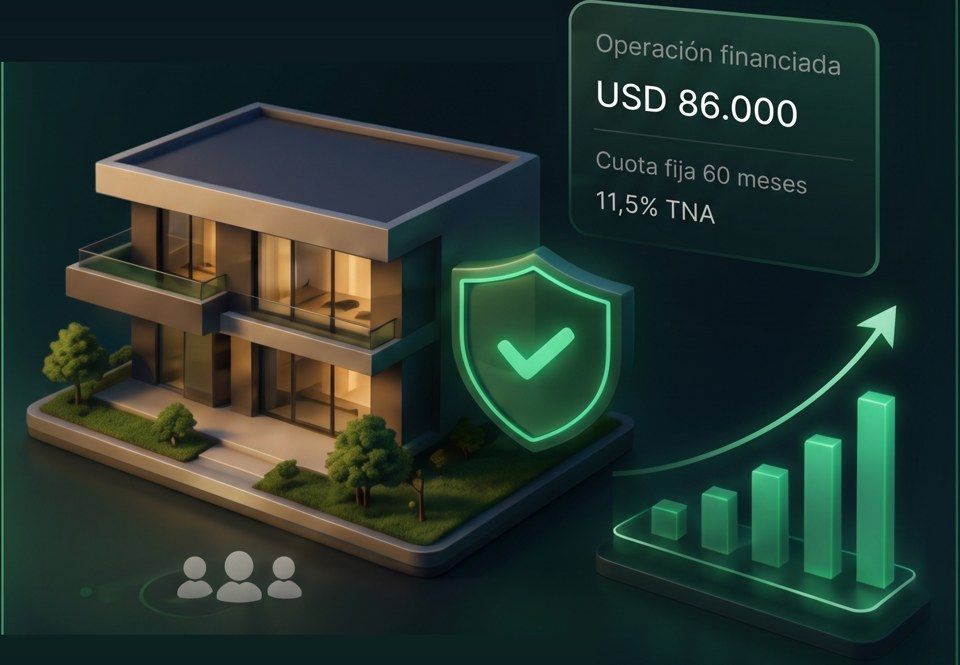 Casa financiada con crédito hipotecario: operación USD 86.000 con garantía y crecimiento